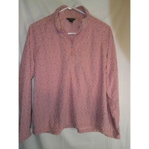 Eddie Bauer Women's Pink‎ Patterned Quarter Zip Pullover Sweater Large